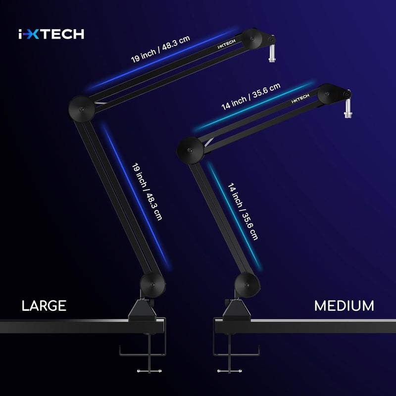 i-XTECH Microphone Boom Arm Stand, Heavy Duty Adjustable Mic Stand with Cable Ties, Desk Mount Arm Stand for Gaming Streaming Podcasting. - Image 4